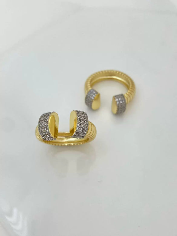 Metal Elastic Vertical Stripe Ring Bracelet Electroplated Fashion Geometric Hand Jewelry