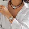 Metal Elbow Hiphop Style Geometric Relief Pendant Beaded Clavicle Necklace Alloy Electroplated