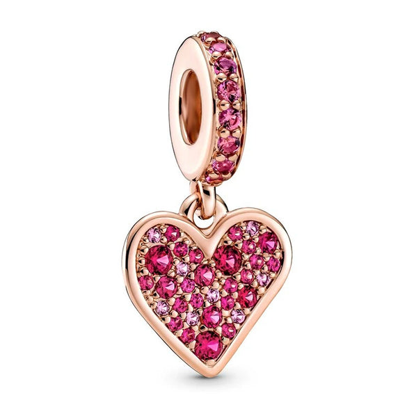 Metal Electroplated Crown Heart Pendant Loose Beads With Totem Pattern For Girls' Diy Beaded Accessories