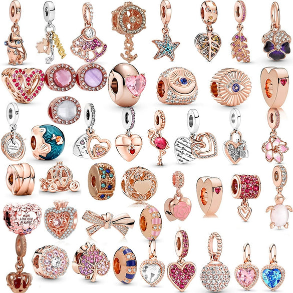 Metal Electroplated Crown Heart Pendant Loose Beads With Totem Pattern For Girls' Diy Beaded Accessories