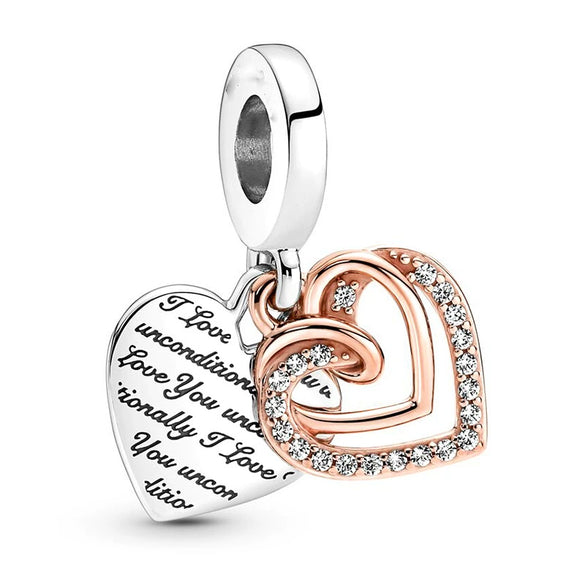 Metal Electroplated Crown Heart Pendant Loose Beads With Totem Pattern For Girls' Diy Beaded Accessories