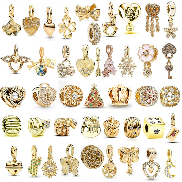 Metal Electroplated Diy Beads Bow Crown Spring Flowers Accessories Bracelet Necklace