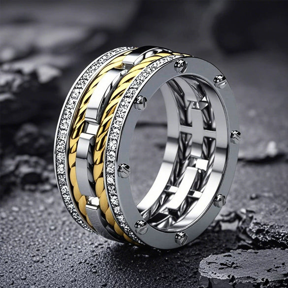 Metal Electroplated Geometric Copper Zirconia Unisex Simple Ring