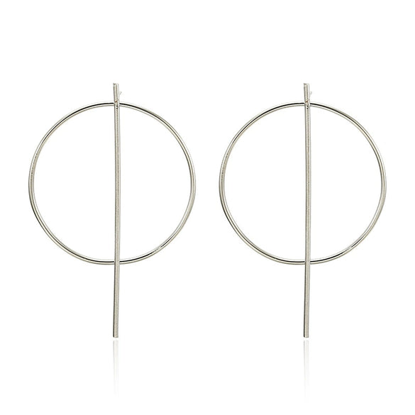 Metal Electroplated Geometric Hollow Circle Long Exaggerated Earrings Fashion Jewelry