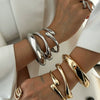 Metal Electroplated Geometric Smooth Opening Water Droplets Hug Bracelet For Women