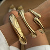 Metal Electroplated Geometric Smooth Opening Water Droplets Hug Bracelet For Women