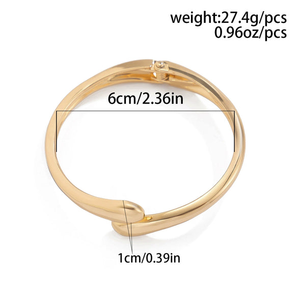 Metal Electroplated Geometric Smooth Opening Water Droplets Hug Bracelet For Women