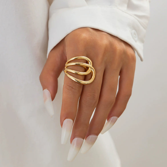 Metal Electroplated Irregular Texture Spring Bracelet In Geometric Style