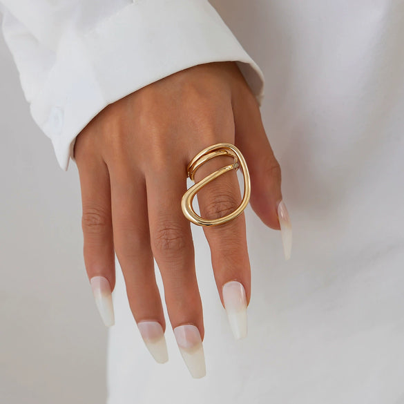Metal Electroplated Irregular Texture Spring Bracelet In Geometric Style