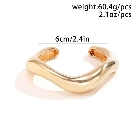 Metal Electroplated Irregular Texture Spring Bracelet In Geometric Style