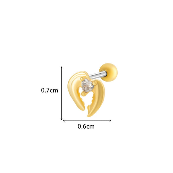 Metal Electroplated Love Bow Spider Conch Flower Style Women's Niche Earrings With Copper Inlaid Zircon