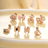 Metal Electroplated Love Bow Spider Conch Flower Style Women's Niche Earrings With Copper Inlaid Zircon
