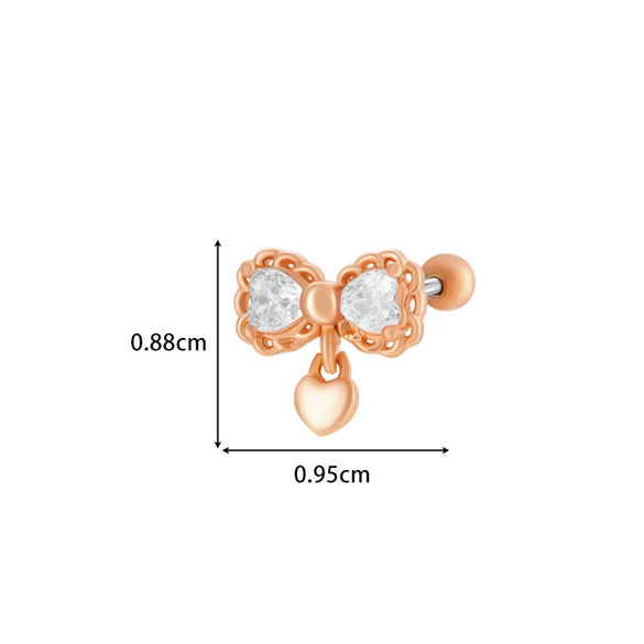 Metal Electroplated Love Bow Spider Conch Flower Style Women's Niche Earrings With Copper Inlaid Zircon