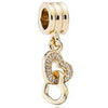 Metal Electroplated Love Pendant Beaded Bracelet With Diamond Embedded And Totem Pattern
