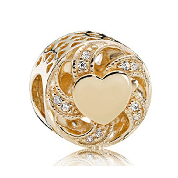 Metal Electroplated Love Pendant Beaded Bracelet With Diamond Embedded And Totem Pattern