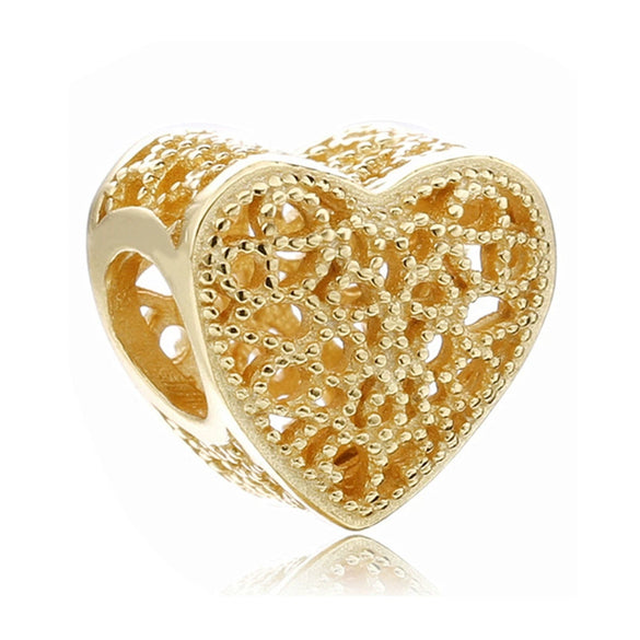Metal Electroplated Love Pendant Beaded Bracelet With Diamond Embedded And Totem Pattern