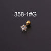 Metal Electroplating Geometric Fivepointed Star Heart Triangle Square Zircon Piercing Earrings For Women