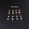 Metal Electroplating Geometric Fivepointed Star Heart Triangle Square Zircon Piercing Earrings For Women