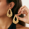 Metal Exaggerated Geometric Ushaped Twisted Cut Out Electroplated Women's Earrings