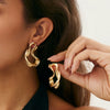 Metal Exaggerated Geometric Ushaped Twisted Cut Out Electroplated Women's Earrings