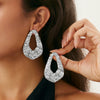 Metal Exaggerated Geometric Ushaped Twisted Cut Out Electroplated Women's Earrings