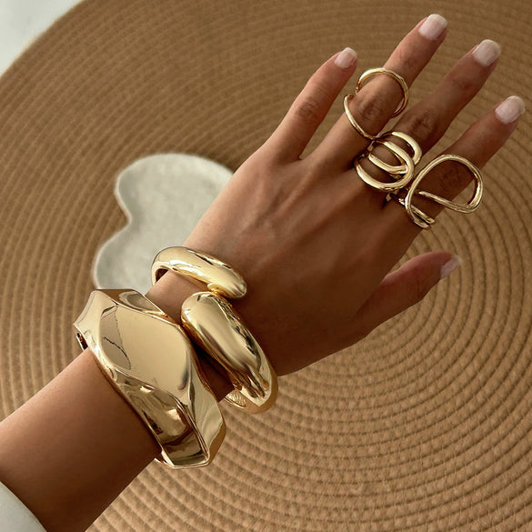 Metal Exaggerated Ins Style Irregular Wave Electroplated Bracelet