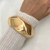 Metal Exaggerated Smooth Wide Bracelet With Knock Grain Cut Surface And Spring Buckle Electroplated Geometric Style