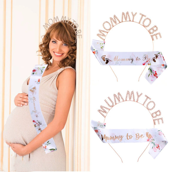 Metal Fashion Mommy To Be Hairband Shoulder Strap Set 2Piece Party Headwear