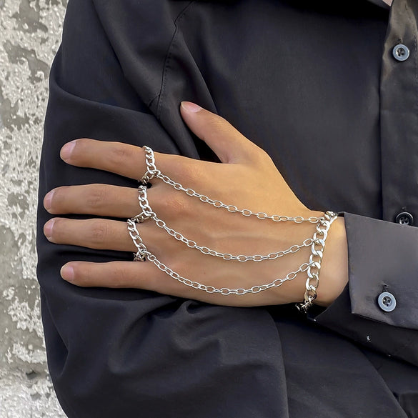 Metal Finger Bracelet For Men Hiphop Exaggerated Street Fashion Geometric Iron