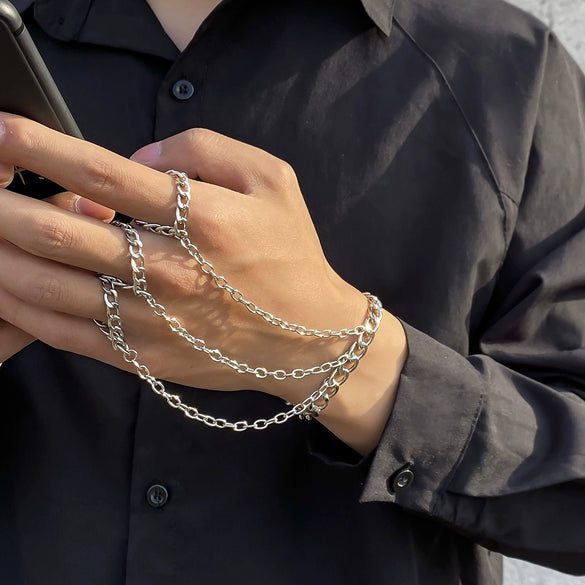 Metal Finger Bracelet For Men Hiphop Exaggerated Street Fashion Geometric Iron