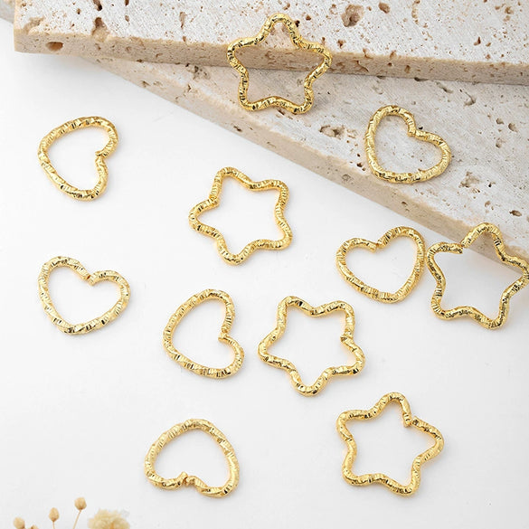 Metal Fivepointed Star Heart Embossed Electroplated Ring Diy Accessories