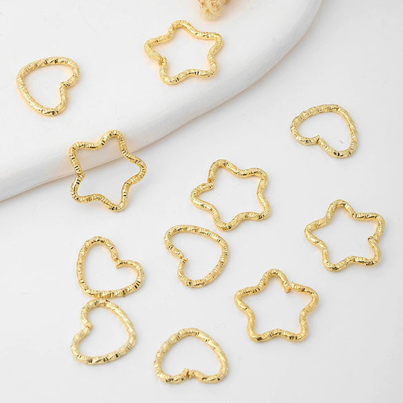 Metal Fivepointed Star Heart Embossed Electroplated Ring Diy Accessories