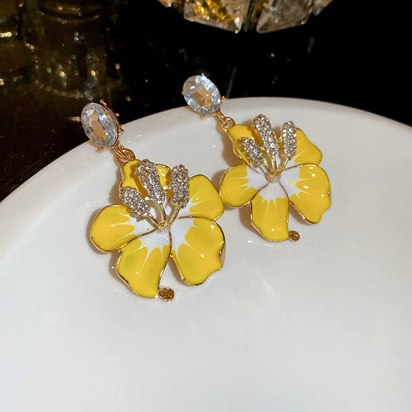 Metal Flower Butterfly Geometric Baking Paint Earrings For Women