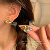 Metal Flower Earrings For Women Light Luxury Niche Retro Elegant Electroplated