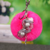 Metal Flower Female Plush Keychain Creative Bag Pendant