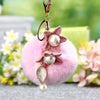 Metal Flower Female Plush Keychain Creative Bag Pendant