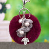 Metal Flower Female Plush Keychain Creative Bag Pendant