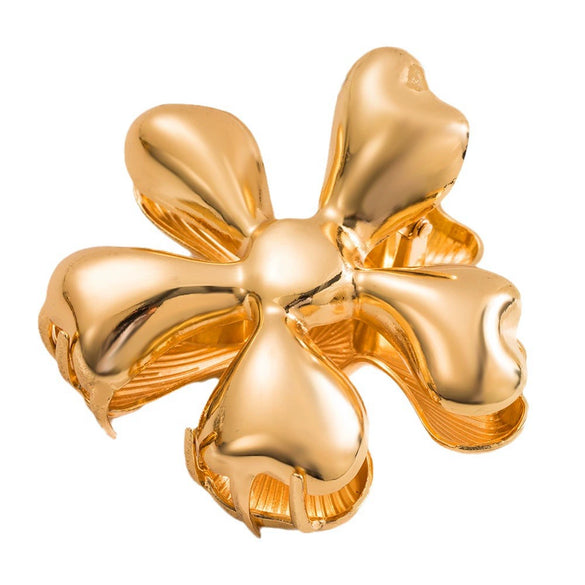 Metal Flower Geometric Hair Clip For Women With Electroplating Treatment