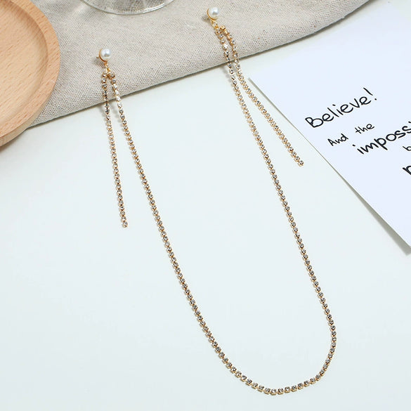 Metal Flower Geometric Natural Style Electroplated Earrings And Long Necklace For Women
