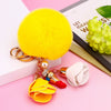 Metal Flower Keychain For Female Plush Cute Creative Bag Pendant