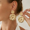 Metal Flower Petal Earrings For Women Niche Style Electroplating
