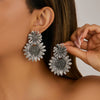 Metal Flower Petal Earrings For Women Niche Style Electroplating