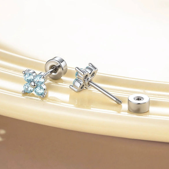 Metal Flower Shape Micropaved Zircon Cartilage Piercing Ear Bone Nail With Diamond Processing