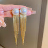 Metal Flower Tassel Earrings For Women Electroplated Light Luxury Style