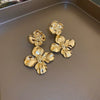 Metal Flower Tassel Earrings For Women Electroplated Light Luxury Style