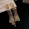 Metal Flower Tassel Earrings For Women Electroplated Light Luxury Style