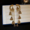 Metal Flower Tassel Earrings For Women Electroplated Light Luxury Style