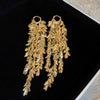Metal Flower Tassel Earrings For Women Electroplated Light Luxury Style