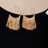Metal Flower Tassel Earrings For Women Electroplated Light Luxury Style