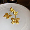 Metal Flower Tassel Earrings For Women Electroplated Light Luxury Style